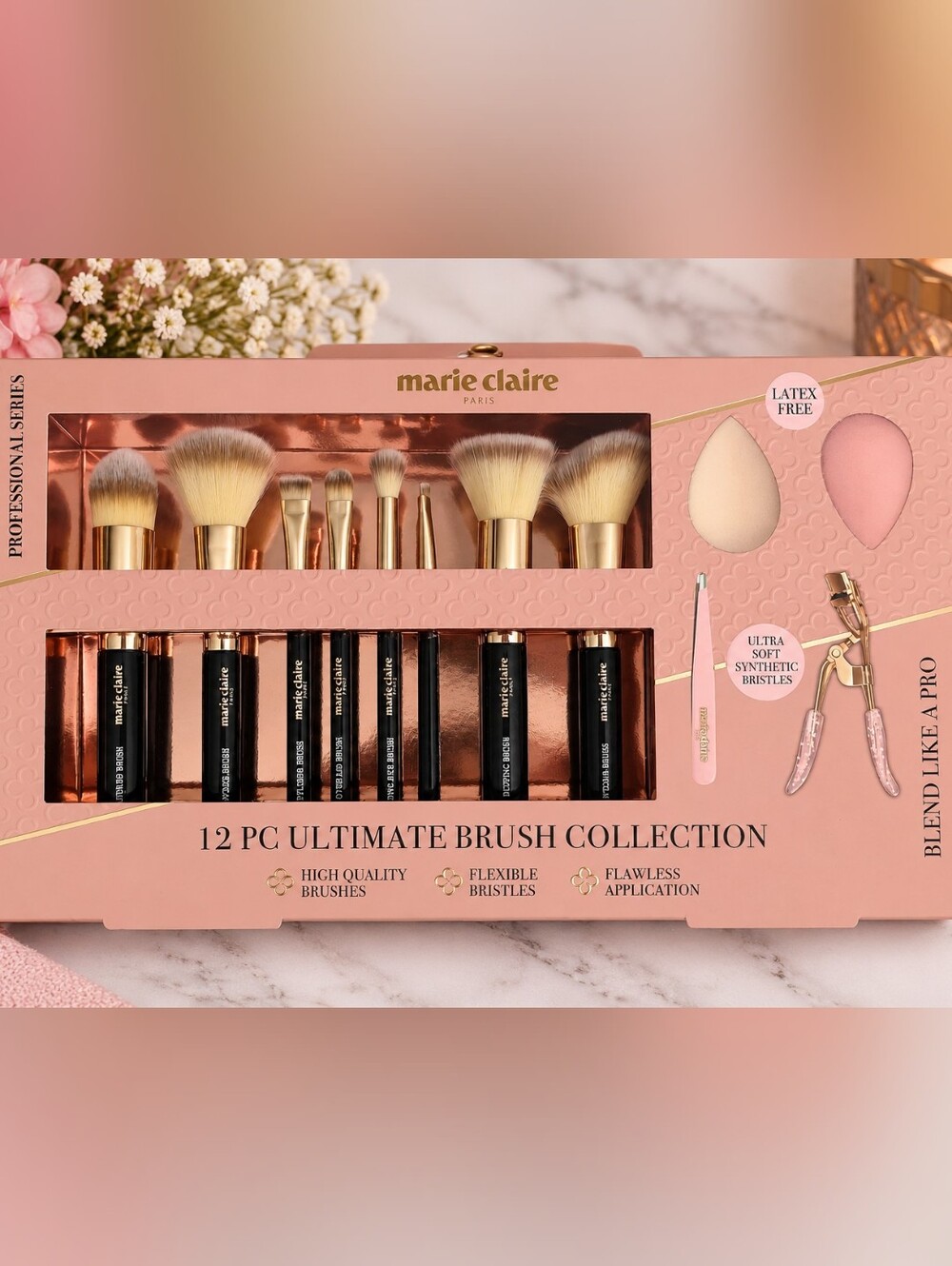Marie Claire 12-Piece Ultimate Brush Collection - Pink